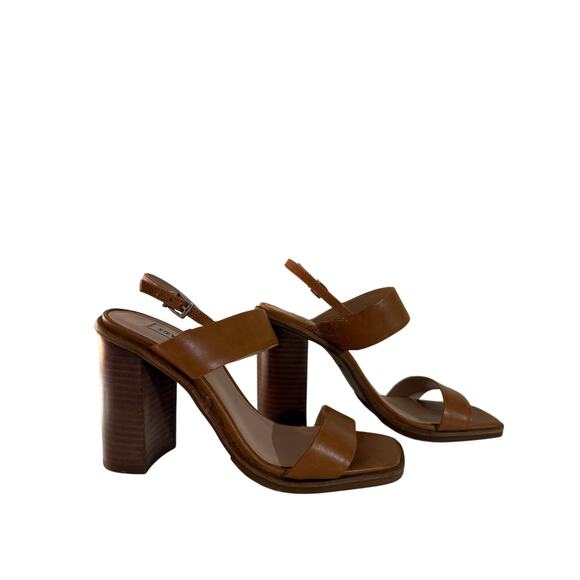 Steve Madden Cognac Brown Chunky Strap Heel - Picture 1 of 6